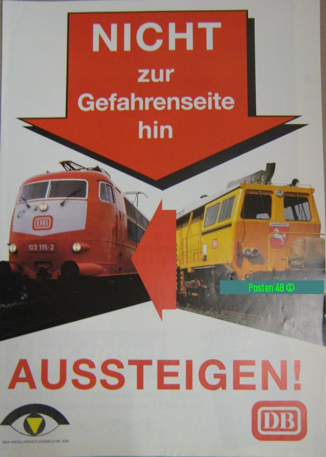Unfallverhütungsbild Deutsche Bundesbahn UVV